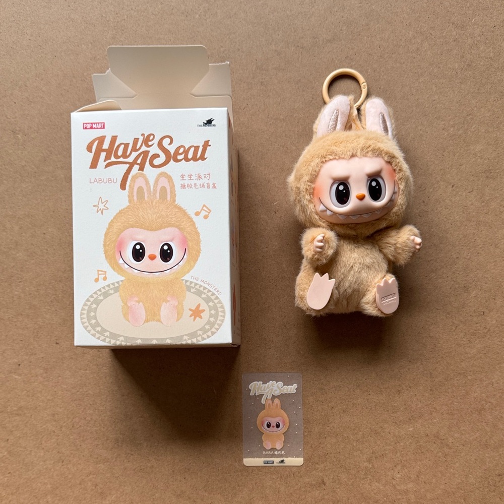 Have a Seat Labubu Baba Plush Keychain With Box and Card